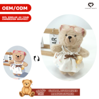 Ours en peluche rose style princesse avec tenue interchangeable et bouquet de fleurs, idéal pour les enfants et comme cadeau de fête