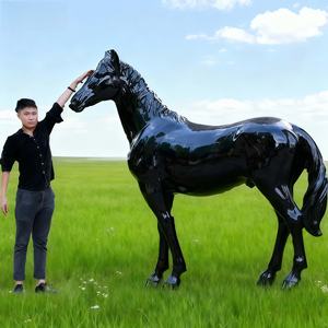 <span class=keywords><strong>Sculpture</strong></span> de cheval de course en résine et fibre de verre pour la décoration artisanale de jardin et de parc en extérieur - Product Image 1