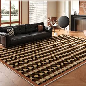 Alfombra Geométrica de Terciopelo Cristal, Rectangular, Resistente a las Manchas, para Sala de Estar, Sofá, Mesa de Centro - Product Image 1