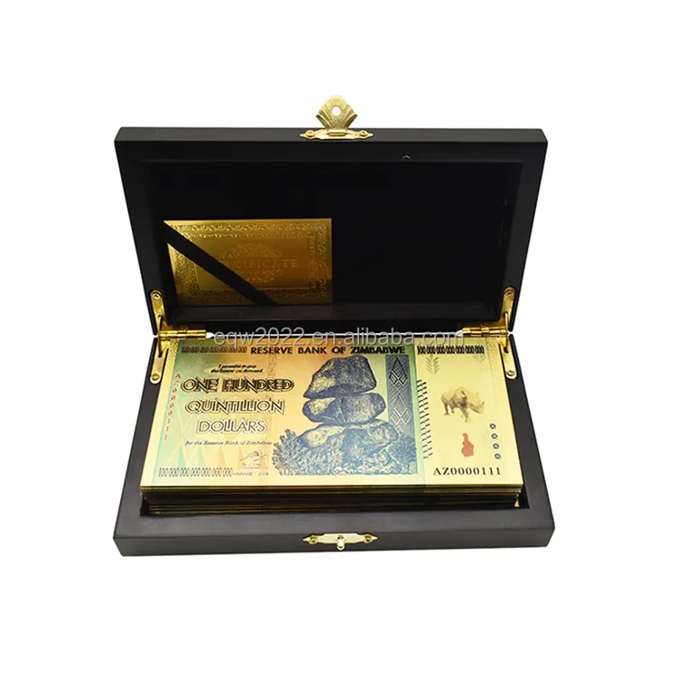 50Pcs Nghệ Thuật Sưu Tập Đặc Biệt Nhựa 100 Tỷ Đô La Zimbabwe Mạ Vàng Tiền Giấy Với Hộp