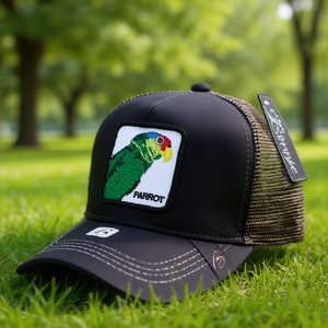 Cappello Trucker Bermile con Ricamo Pappagallo, 6 Pannelli, Regolabile, in Rete, Casual, Unisex, per Adulti, Quattro Stagioni - Product Image 2