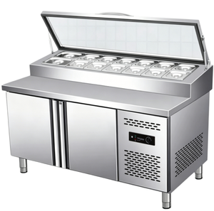 <span class=keywords><strong>Table</strong></span> de préparation professionnelle intégrée réfrigérateur-congélateur en acier inoxydable, idéale pour les pizzerias – Meilleures ventes - Product Image 4