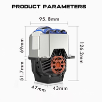 Projecteur LED de voiture à cinq optiques, lentille à faisceau droit triple, 10000LM 6500K DC12V 50W (faible) 100W (puissant) pour modification de phares de berline et SUV