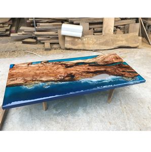 Meubles faits main de qualité supérieure, design bleu océan 2026, résine époxy haute transparence, table sur mesure (taille et épaisseur) - Product Image 1