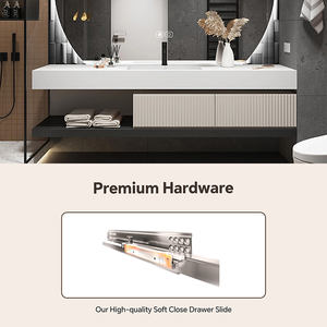 Mueble de Baño con Lavabo Individual de 36-92 Pulgadas, Muebles Modernos de Madera Sólida con Espejo Redondo Antivaho - Product Image 5