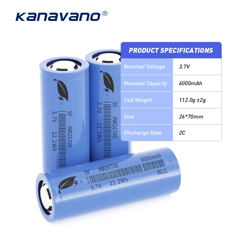 high capacity rechargeable lithium battery cell 3.7v 6000mah 26700 cylindrical li-ion battery for electric motorcycle