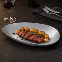 Groothandel onregelmatige roestvrijstalen serveerschaal met textuur, goud/zilver, ondiepe schaal voor restaurant, hotel, café, catering