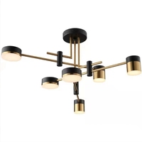 Lustre LED de luxe nordique noir et or, décoration pour salon, chambre créative, bureau, salle à manger, éclairage de plafond intérieur