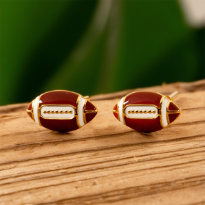 Boucles d'oreilles clous de football en acier inoxydable 316L plaqué or PVD, durables et résistantes, bijoux de mode - Product Image 3