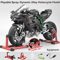 Novedad 2026: Moto de juguete de metal de alta tecnología Kawasaki Ninja H2R a escala 1:6 con llave, pulverizador y efectos eléctricos.