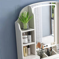 Table de toilette professionnelle neuve et exquise, d'inspiration vintage, avec miroir éclairé par LED et plusieurs tiroirs de rangement