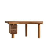 Table de toilette de style minimaliste DISHI, en bois massif, de forme incurvée, bureau pour la maison avec armoire latérale