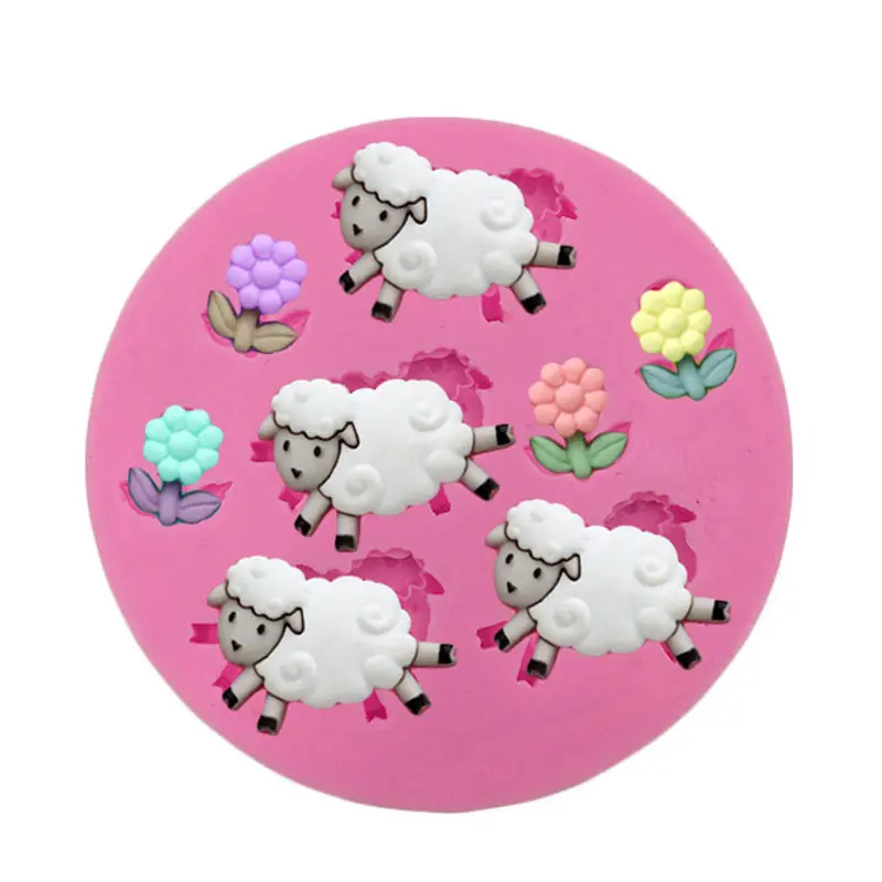 Molde de silicone flor de ovelha, faça você mesmo, decoração de bolo, molde