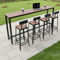 Table de bar et chaises modernes d'extérieur, imperméables, avec base en fer, pour 4 personnes, table longue rectangulaire pour petite cour