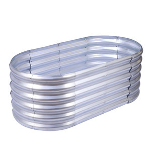 Fioriera Ovale Rialzata in Acciaio Zincato, Vaso in Metallo <span class=keywords><strong>per</strong></span> Ortaggi Erbe Aromatiche Fiori, Letto da Giardino Esterno <span class=keywords><strong>per</strong></span> Cortile - Product Image 1