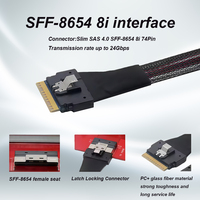 Câble interne SAS 4.0 pour châssis de serveur, modèle Wholesale Slim SAS 8654 8i vers SFF-8654 74P, pour applications électroniques