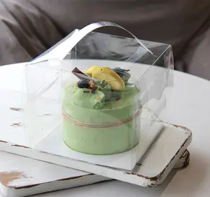 4インチ5インチ透明プラスチックベーカリー小さなケーキボックスクリアケーキキャリアボックス