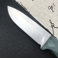 Buschcrafter 162 G10 Poignée Couteau à lame fixe Camping Full Tang Couteau de chasse avec gaine en peau de vache