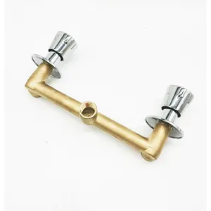 Green valve-Wall Mounted Two Handle Vanity Faucet Solid Brass Basin Mixer Faucet and Rough in Valve