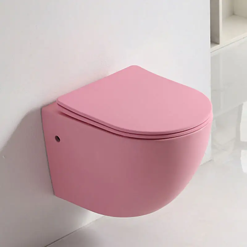 Dua potong tanpa bingkai gantungan dinding WC Toilet kamar mandi keramik merah muda lemari air dinding pemasangan mangkuk Toilet