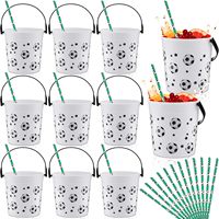 Bols à punch en plastique personnalisés pour fête sur le thème du football Seaux à glace avec poignées pour cocktail Rhum Champagne Bière
