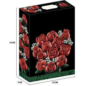 Bouquet de roses romantiques personnalisé - Fleurs rouges et roses modulables OEM/ODM, cadeau personnalisé et décoration éternelle - Product Image 4