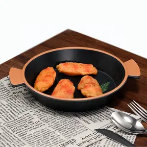 Moda nórdico melamina placa marrom placa preta assadeira redonda panela pratos com alças