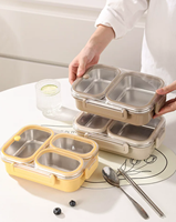 Boîte à lunch portable en acier inoxydable pour enfants, sans BPA, avec 3 compartiments, conteneur de rangement, logo personnalisé
