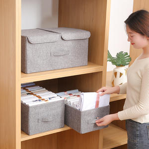 Boîte de rangement pour la maison, organisateur de vêtements en tissu, style tiroir pliable, couleur unie, solution de rangement pour armoire - Product Image 3