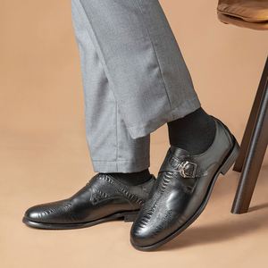 Chaussures habillées élégantes pour hommes en cuir véritable, style britannique, à bout pointu, à lacets, respirantes, légères et antidérapantes, pour mariage et soirée - Product Image 4