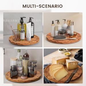 Estante giratorio de madera para cocina, organizador Lazy Susan para botellas de especias, organización de escritorio, 8-11.9 pulgadas de profundidad, multiusos - Product Image 4