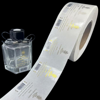 Étiquette de parfum transparente de forme personnalisée autocollant clair de bouteille d'huile essentielle avec effet de feuille d'or