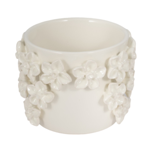 Vaso in gres con applicazioni floreali e design in ceramica testurizzata per piante da interno ed esterno - Product Image 3