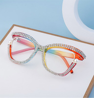 À la mode surdimensionné ovale lunettes diamant optique lunettes en forme de hibou cadre femmes luxe strass oeil de chat lunettes cadres pour hommes