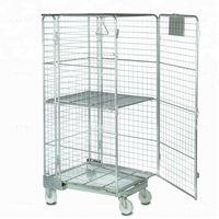 Conteneur de stockage pliable et verrouillable Vallink en treillis métallique robuste, galvanisé à chaud, capacité 500 kg, roues de 4/5 pouces