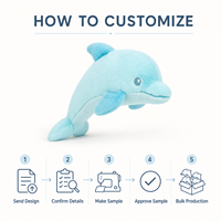 Peluche dauphin bleu clair personnalisée, jouet en peluche doux, figurine d'animal marin, décoration d'intérieur, faible MOQ, service OEM ODM, fabricant