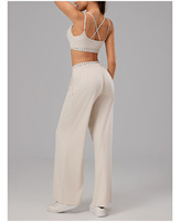 Ensemble de vêtements de sport pour femmes en 4 pièces, couleur contrastée, bretelles réglables, soutien-gorge de sport, pantalon large, vêtements de fitness, danse