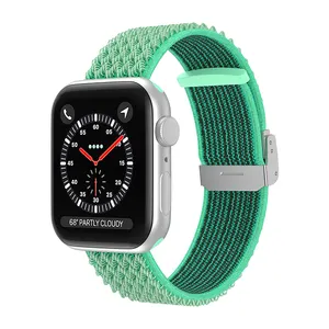 С ВОЛНИСТЫМ рисунком двухсекционная металлическая пряжка нейлон Смарт ремешок для наручных часов для Apple Watch серии iPhone 7 6 5 4 3 для наручных часов Iwatch, ремешок для часов