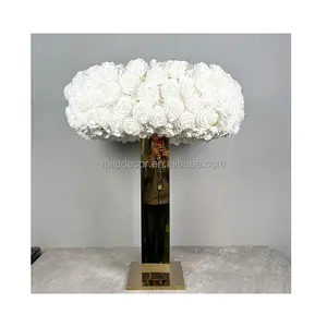 Altın düğün Centerpiece Metal çiçek düğün masa paslanmaz çelik ayna sütunlar için standı