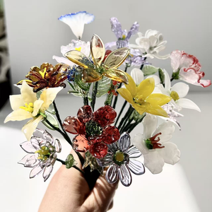 งานศิลปะดอกไม้ใสบริสุทธิ์ ของขวัญดอกไม้ทำมือ ช่อดอกไม้วันเกิด ก้านยาว ดอกไม้<span class=keywords><strong>แก้ว</strong></span> ของขวัญวันแม่ - Product Image 6
