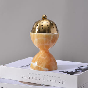 Toptan dekoratif Bakhoor lüks brülör bej mermer yeşim tütsü brülör Bakhoor - Product Image 4