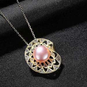 Collier pendentif en argent sterling S925 avec perle d'eau douce pour femmes, design luxueux avec zircone, vente en gros de bijoux - Product Image 2