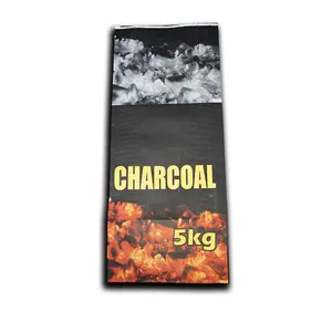 Custom Logo Design Low Price Waterproof 3 Layer Kraft Paper Bag 3kg 5kg 10kg 15kg Block Packing Bags For Charcoal Coal Packaging