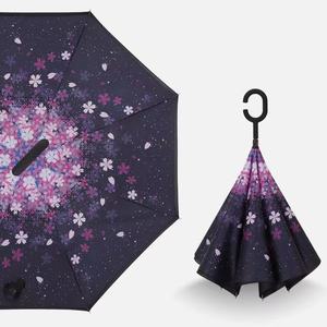 Sombrillas con mango en forma de C invertido, resistentes al viento, con doble capa, para coche, con diseño de rosas, en oferta. - Product Image 4