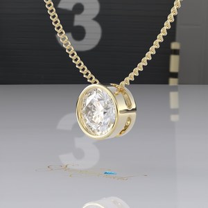จี้เพชรโมอิสซาไนต์ทรงกลม รับรองโดย IGI ทองคำแท้ 14K ชุบโรเดียม พร้อมสร้อยคอแบบเชือกสุดหรูสำหรับผู้หญิง - Product Image 4