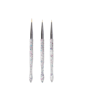 3Pcs Glitter Handle Nylon Nail Art Brush Set <b>Plastic</b> Liner Painting Pens for Gel <b>Polish</b> Line Drawing - Product Image 1