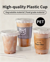 Gobelets en plastique jetables personnalisés pour boissons froides et chaudes, gobelets en PET PP transparents, gobelets en plastique épais pour boba et bulles, avec couvercles et pailles
