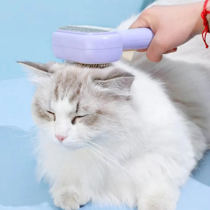 Spazzola autopulente 2 in 1 per animali domestici OEM ODM all'ingrosso, <span class=keywords><strong>pettine</strong></span> per toelettatura cani e gatti con rimozione peli e pulsante di rilascio - Product Image 3