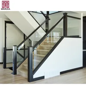 WANJIA Manufacturer Simple Design Exterior Glass Balcony Balustrades Handrails Aluminum Railing