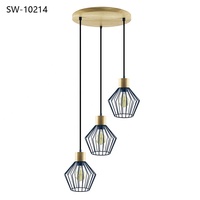 Lámpara Colgante de Madera y Hierro Estilo Industrial para Sala de Estar, Comedor o Restaurante